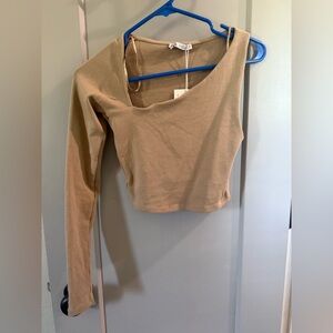 Zara Asymmetrical Beige Long Sleeve Bodysuit